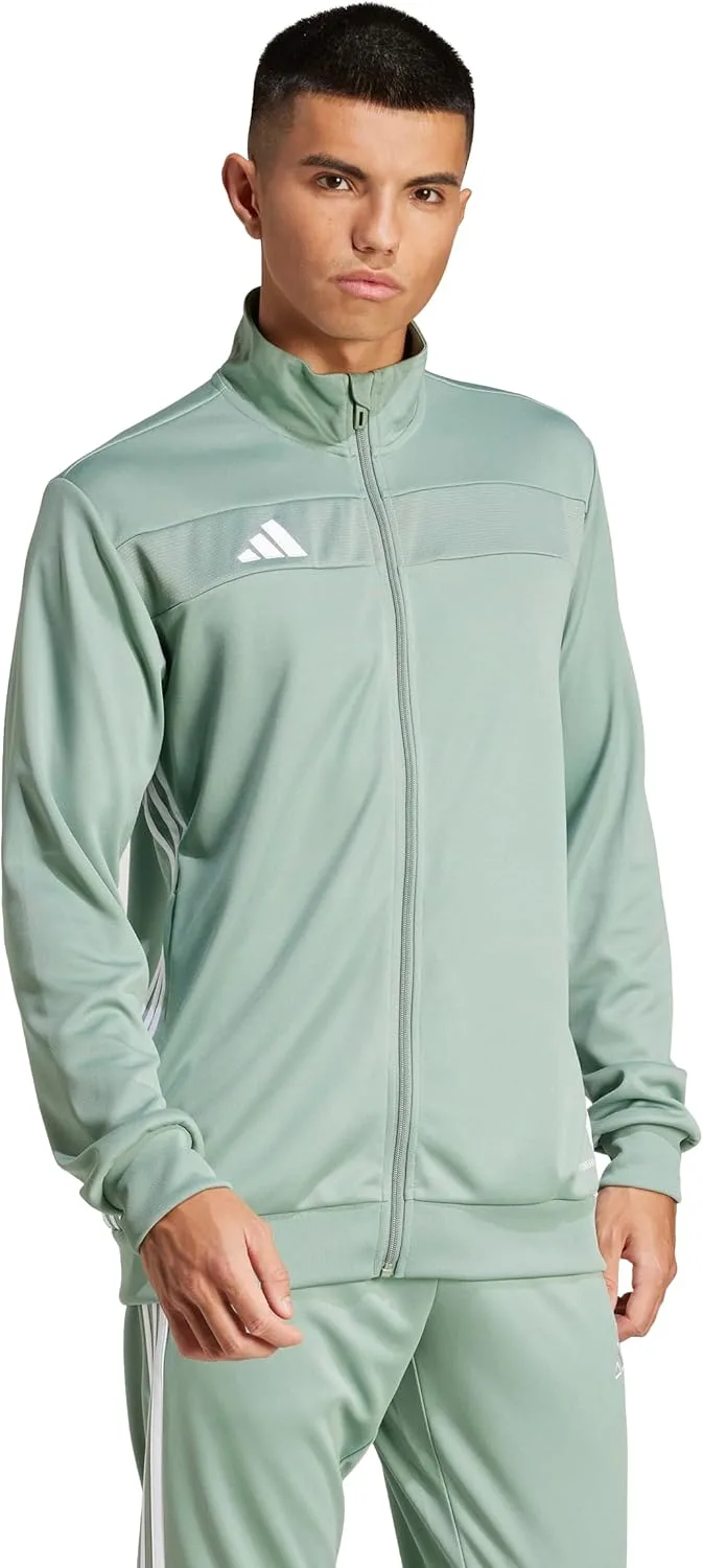 Мужская тренировочная футбольная куртка Adidas Tiro 25 Essentials, серебристо-зеленый/белый — фото 4