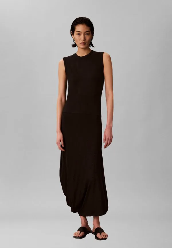 Пестрое асимметричное драпированное дневное платье Calvin Klein, Black