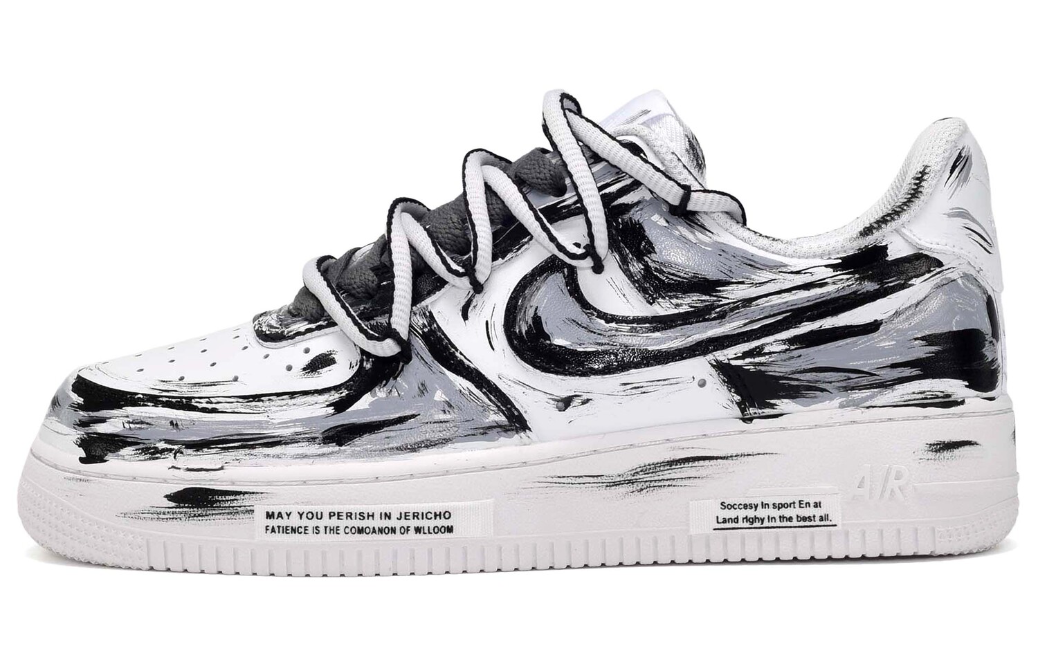 

Кроссовки для скейтбординга Air Force 1 женские низкие черный белый серый Nike