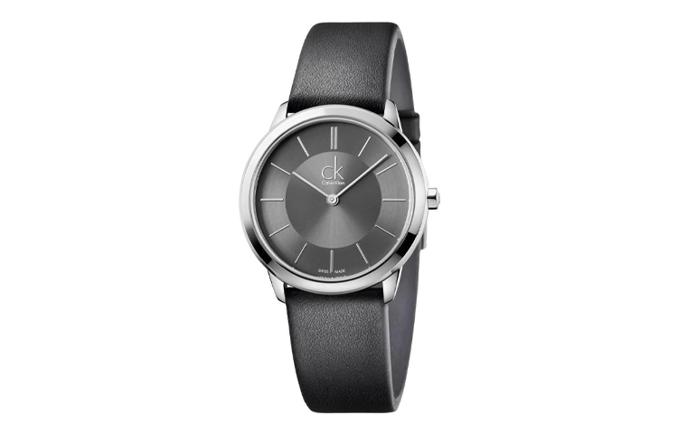 

Calvin Klein Часы Minimal Collection Wrist Watch Quartz Movement Leather Watch Bands 35mm Gray Dial Women's Watch K3M221C4, Gray Dial