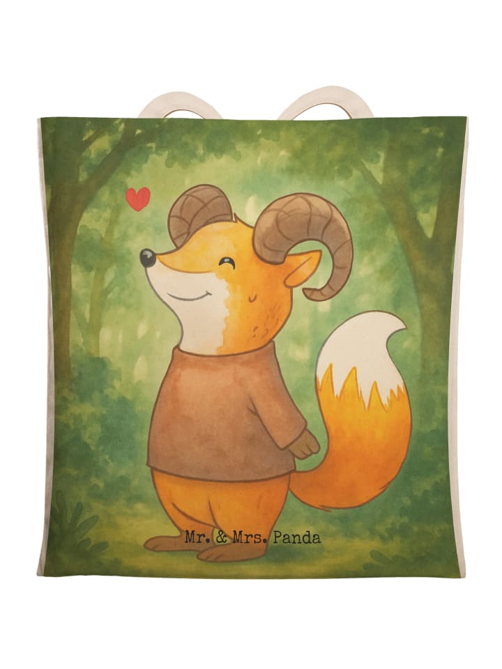 

Mr. & Mrs. Panda Сумка-шоппер с изображением знака зодиака Овен, без надписи, белого цвета