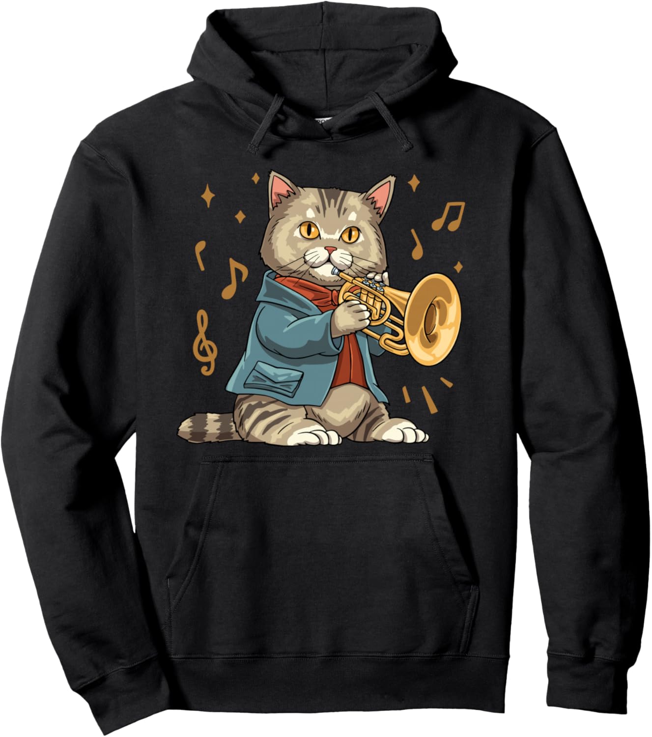 

Меллофонист Музыкальный инструмент Меллофонист Толстовка с котом Mellophone Gifts, черный