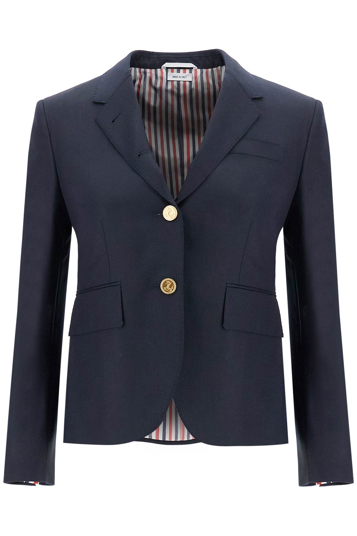 

Женская однобортная укороченная куртка Thom e из шерсти плотностью 120% Thom Browne, синий