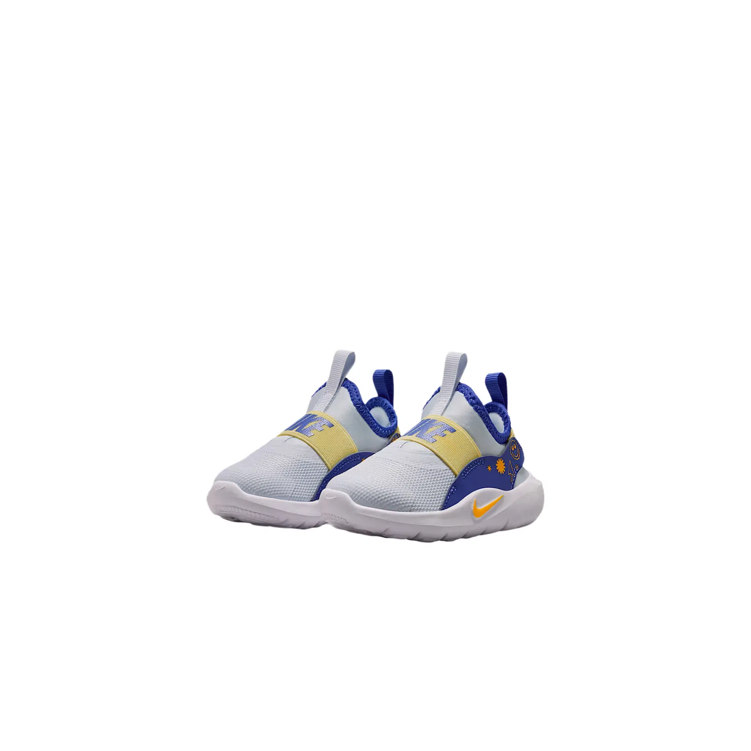 Кроссовки Flex Runner 4 из синтетической кожи и текстиля, низкие, для малышей Nike, Soccer Gray/Slate Blue/Soft Yellow/Laser Orange — фото 3