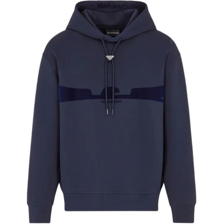 Толстовка с капюшоном Asv из двойного трикотажа с рельефным принтом в виде орла Emporio Armani, marine синий — фото 3