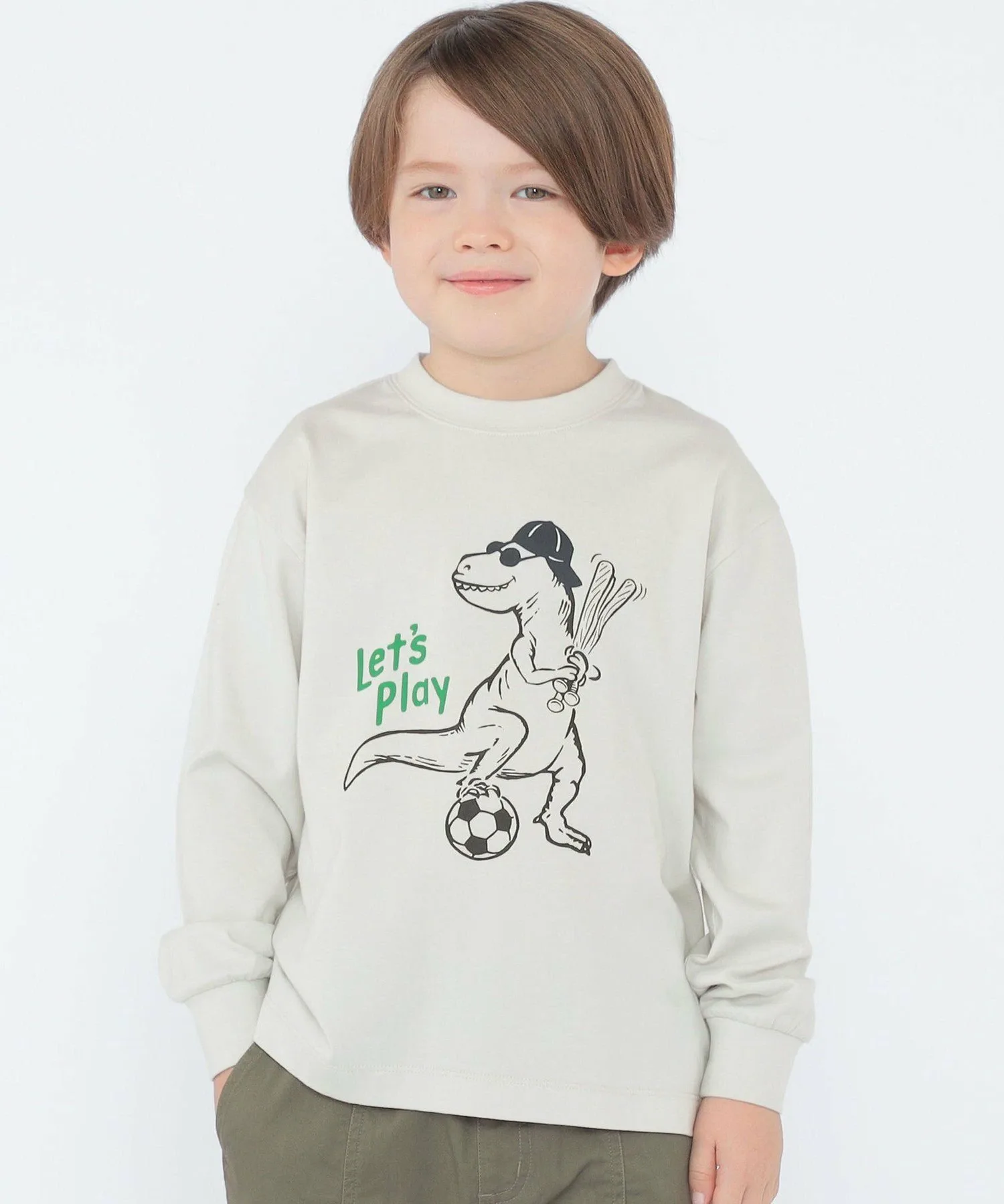 ARCH&LINE: 100~130 см / Футболка с длинным рукавом с динозаврами SHIPS KIDS, Top Gray — фото 2