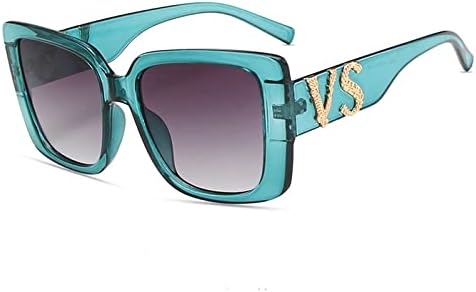 

Солнцезащитные очки 2027 года в большой оправе с буквами VS для женщин и мужчин, в стиле ретро, ​​для женщин, с защитой от УФ-излучения UV400, большие солнцезащитные очки MTZJH, Green