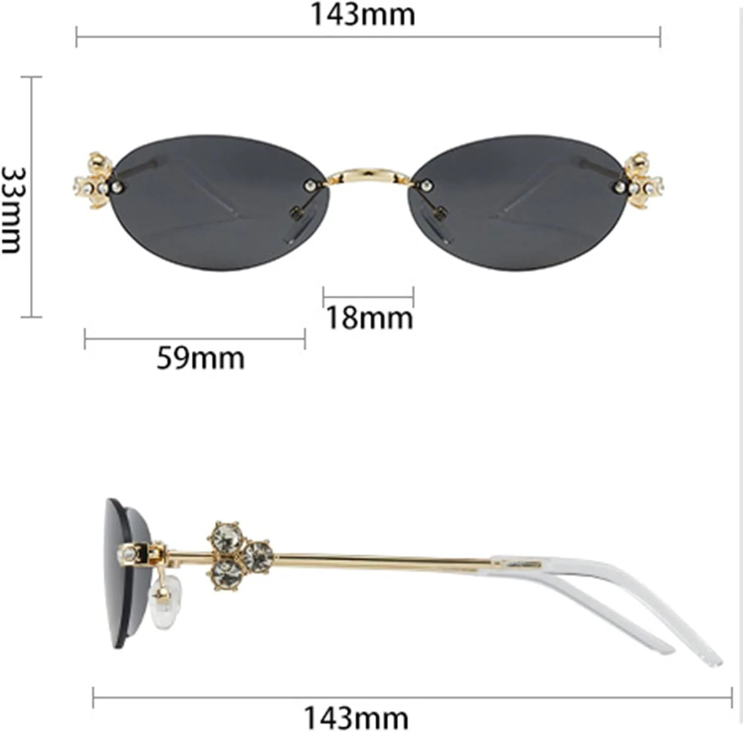 

Женские овальные солнцезащитные очки с блестящими стразами, модные, в стиле Y2k, с бриллиантами, защита от УФ-излучения UV400, металлические очки bullabulling, Blue