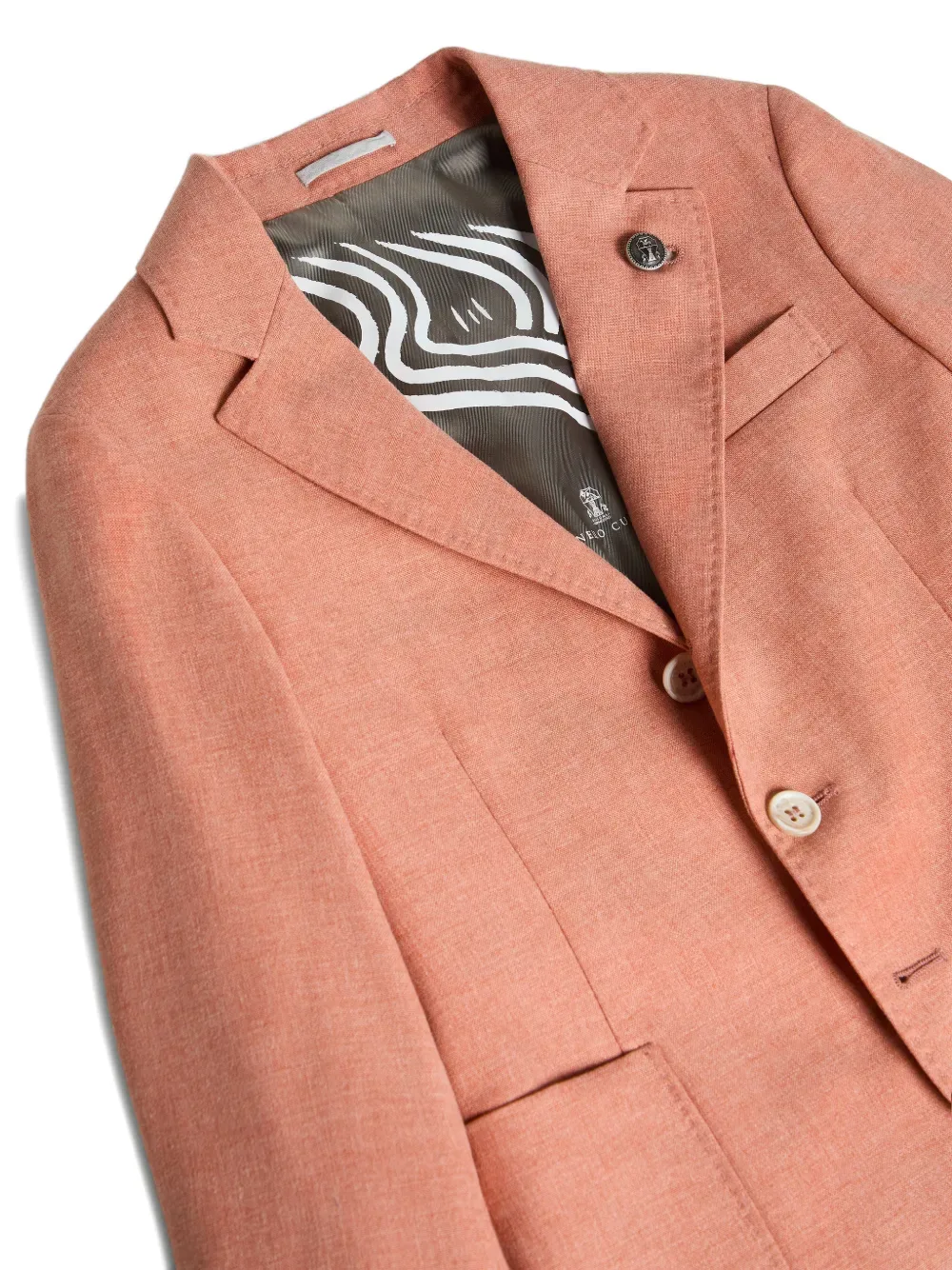 Пиджак из ткани мулине Brunello Cucinelli Kids, оранжевый — фото 3
