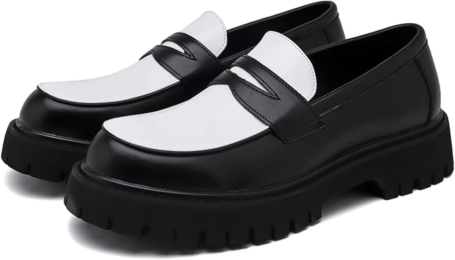 

Мужские модные лоферы - блочные лоферы, универсальная повседневная обувь - подходят для поездок по городу, прогулок и повседневного использования Aokisx, черный