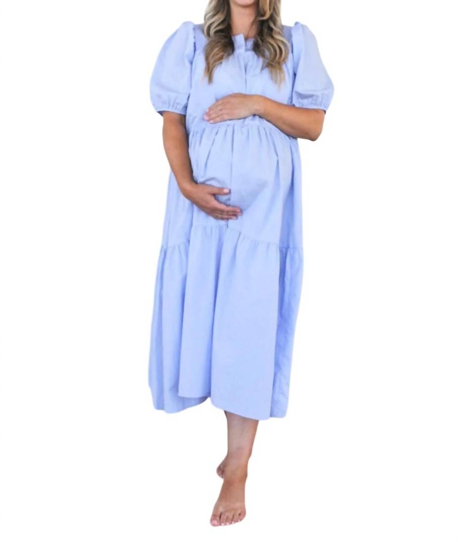 

Платье макси из поплина синего цвета Liv Maternity