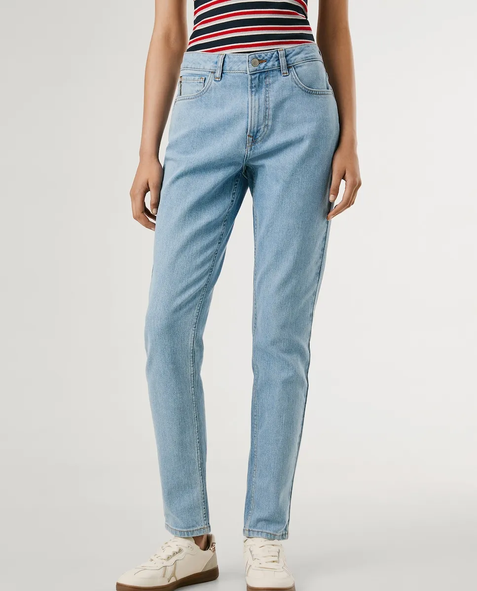 

Прямые женские джинсы с высокой талией из эластичной ткани Pepe Jeans, синий