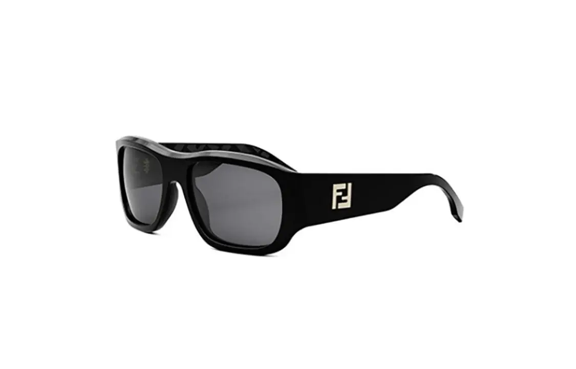 

FENDI Ацетатные солнцезащитные очки неправильной формы мужские черные, Black