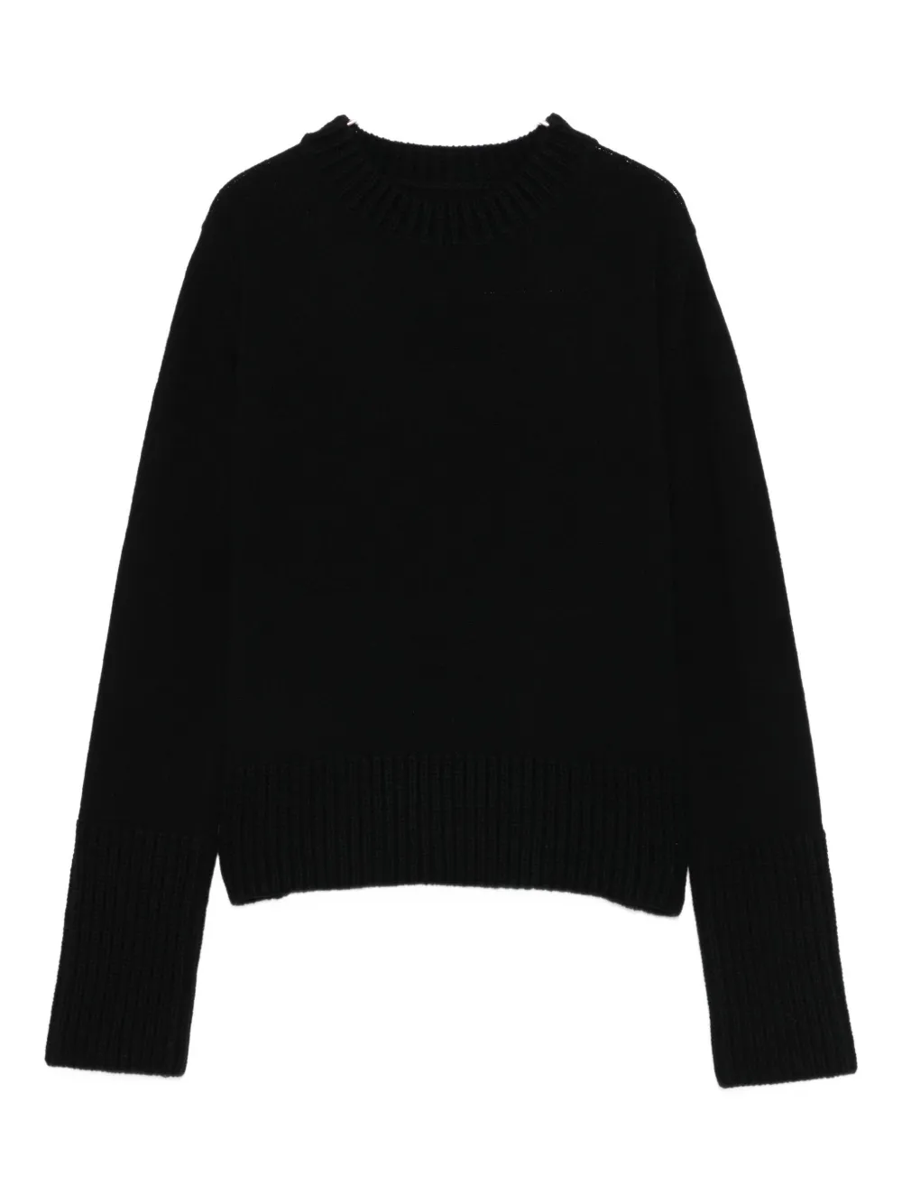 

Шерстяной свитер с ребристыми манжетами SACAI, черный