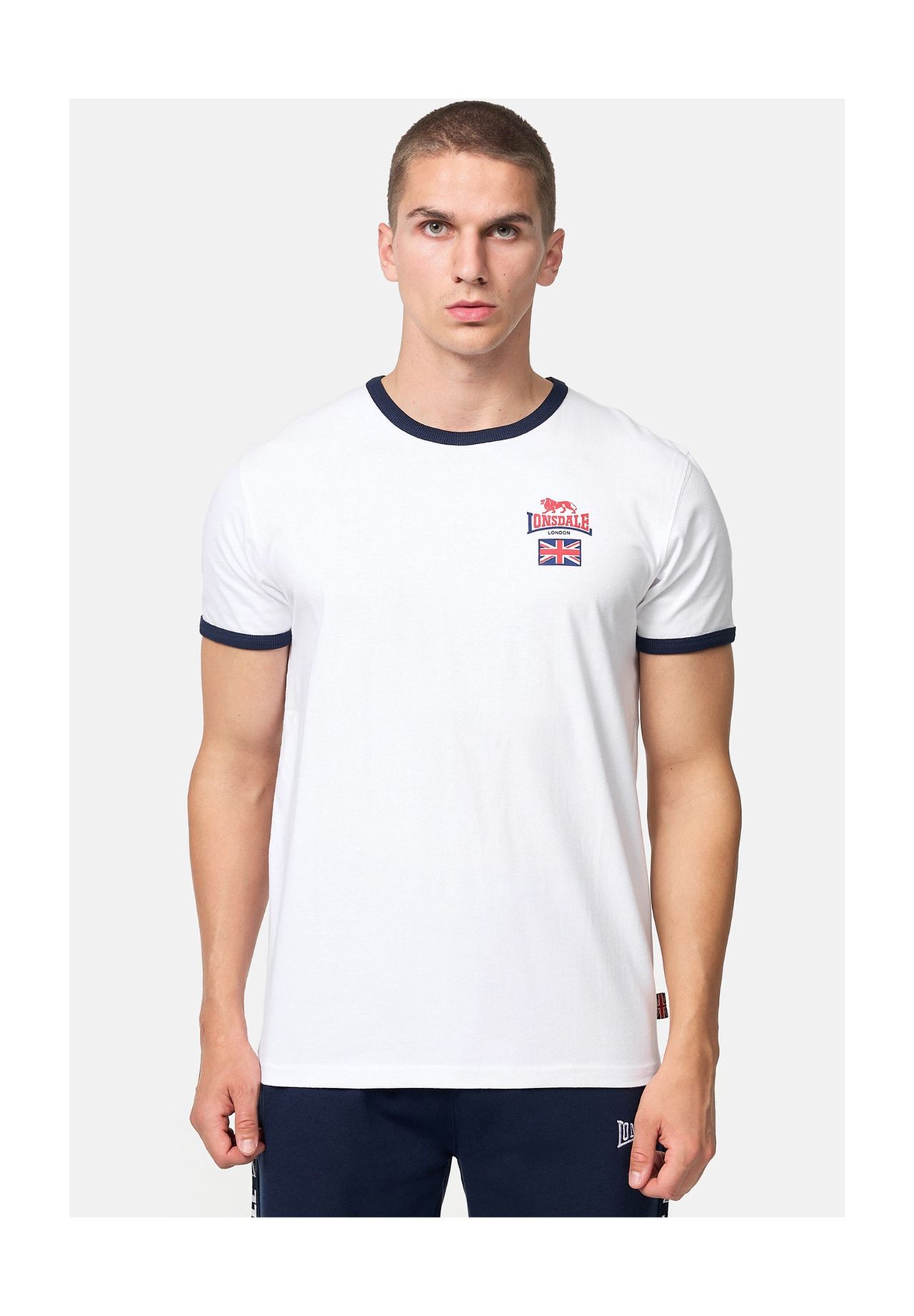 

Мужская футболка обычного кроя CASHENDUN LONSDALE, цвет White/navy/red