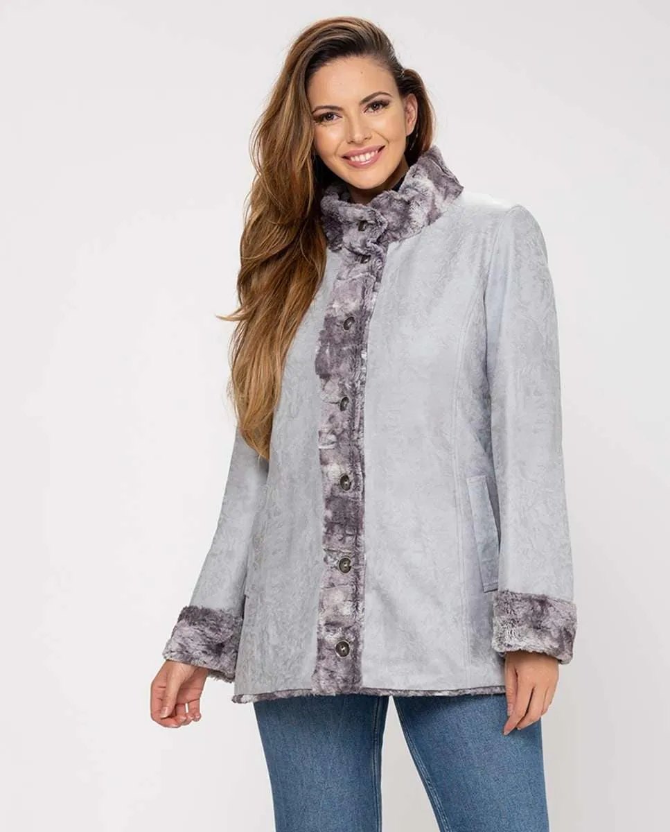 

Женское двустороннее пальто с искусственным мехом Fsh, светло-голубой