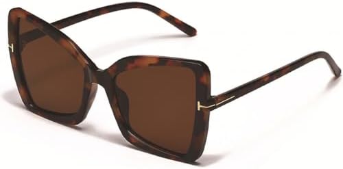 

Солнцезащитные очки в ретро-стиле с крупной оправой для женщин, модные солнцезащитные очки увеличенной формы для мужчин с защитой от УФ-излучения UV400 MTZJH, Leopard Tea