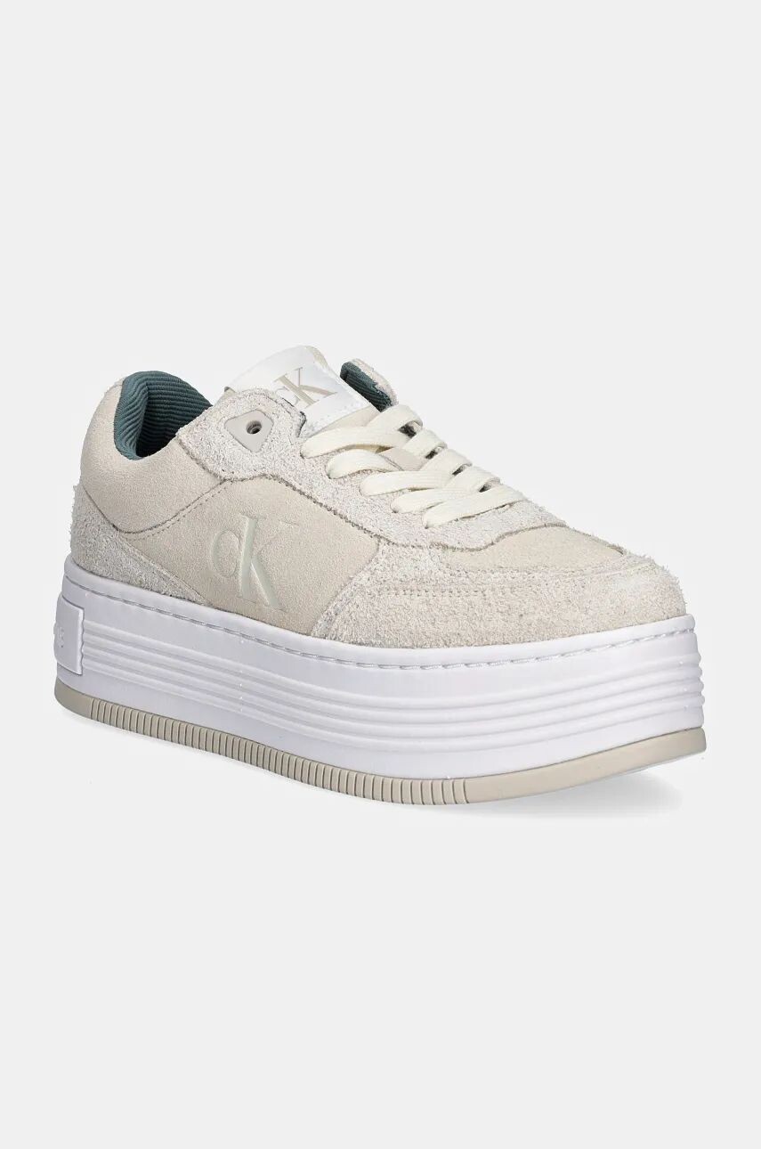 Замшевые кроссовки Calvin Klein Jeans BOLD PLATF LACEUP LOW MG SUEDE, бежевый — фото 2