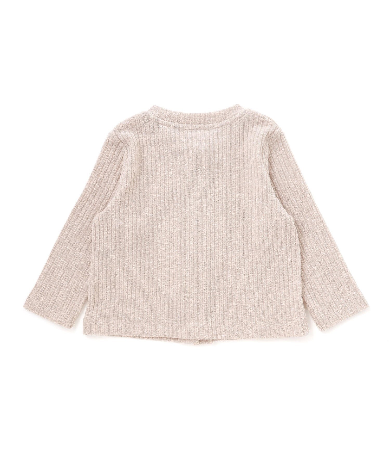 Кардиган с длинными рукавами из меланжевой махровой ткани (80-100 см) BeBe, Beige — фото 3