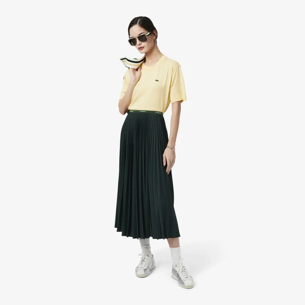 Юбка Lacoste плиссированная длинная тёмно-зелёная
