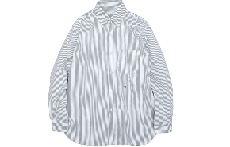 

Рубашка на пуговицах в полоску Unisex Nanamica, светло-голубой