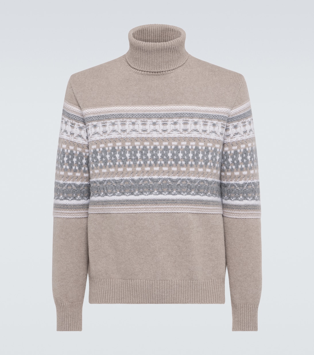 

Джемпер с высоким воротником из кашемира жаккард Zegna, Light taupe