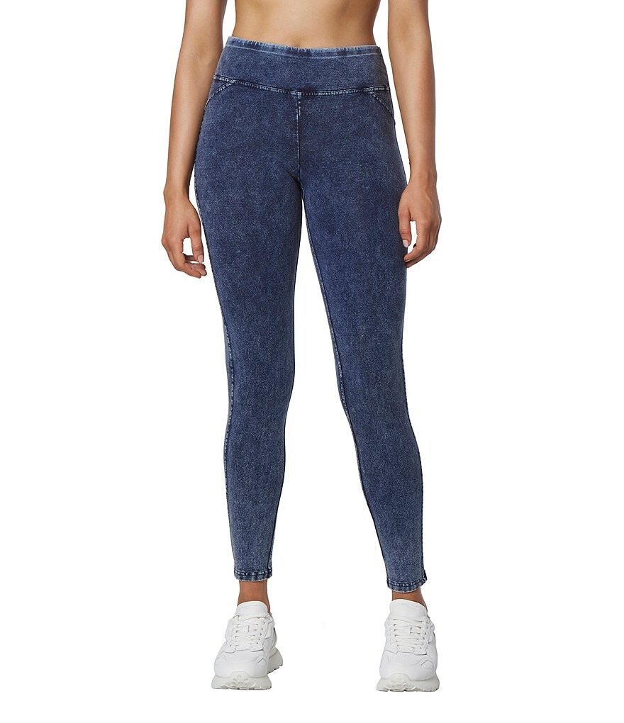 

Джинсовые трикотажные джеггинсы с широким поясом Marc New York Andrew Marc Sport, синий