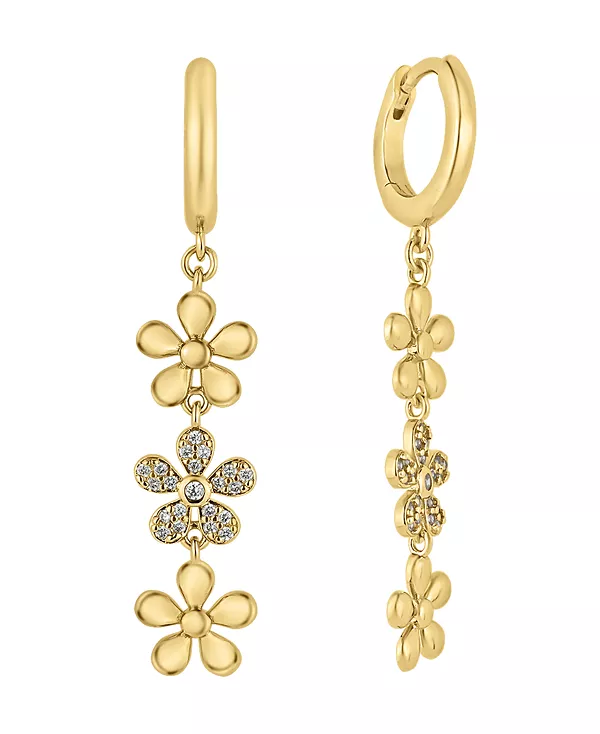 

Тройная серьга-цветок с кубическим цирконием, покрытая 18-каратным золотом And Now This, gold