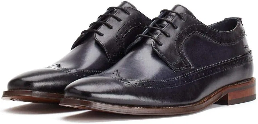 Туфли Base London Havisham Men's Brogue Washed, Navy — фото 2