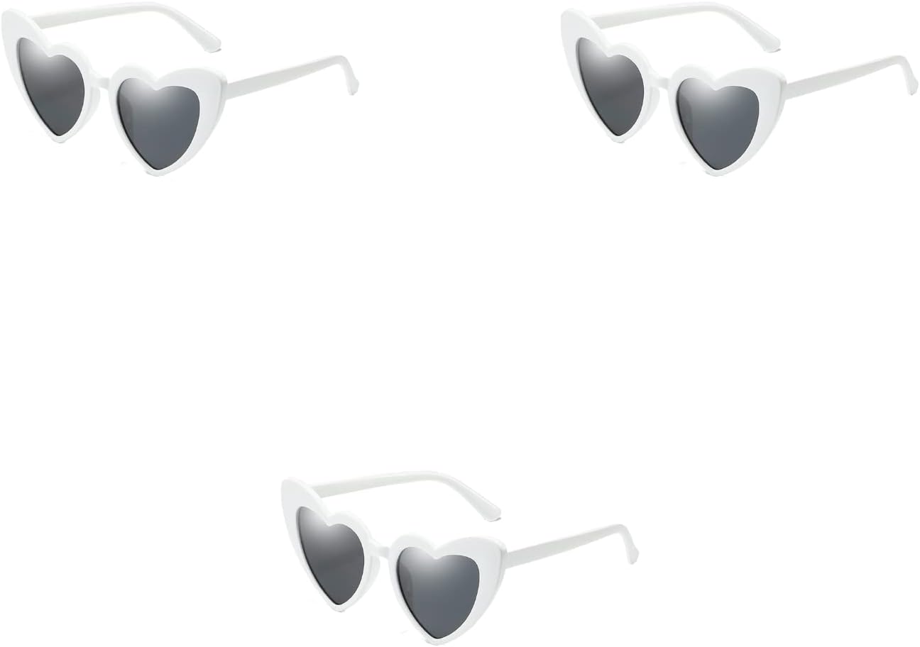 

Солнцезащитные очки в форме сердца для женщин, разноцветные очки в форме сердца для детей/девочек/подростков/вечеринок/хип-хопа ooibnn, White-3pairs (Expensive in Shipping)