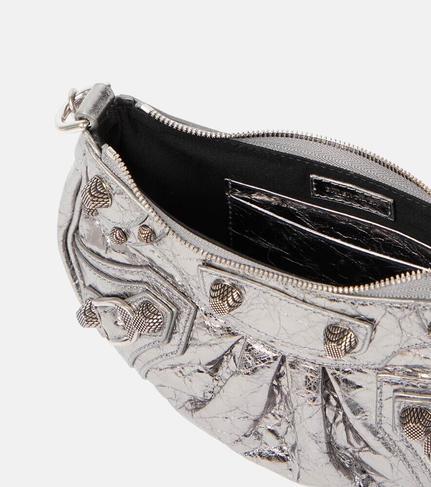 Кожаная сумка через плечо Le Cagole Mini Balenciaga, серебряный — фото 3