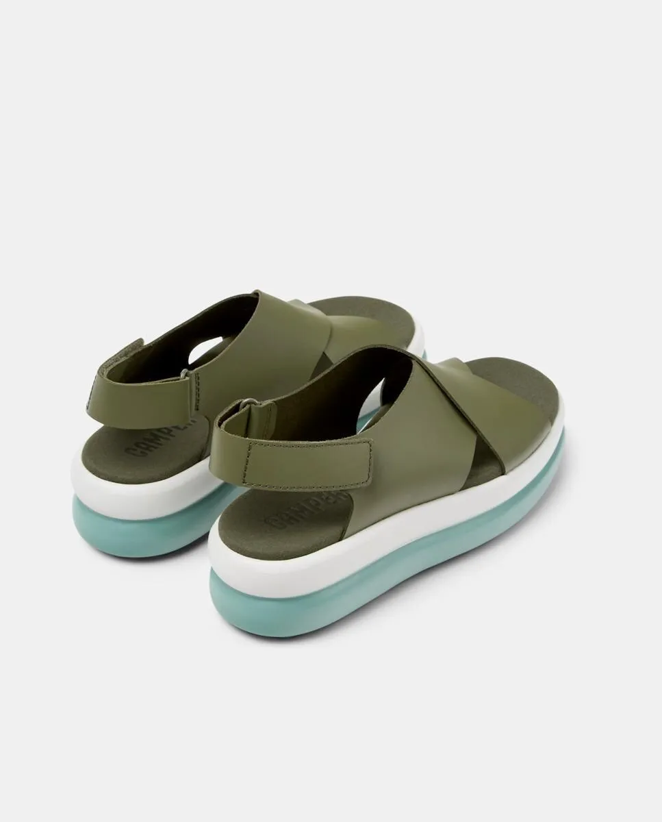 Сандалии женские на платформе Pelotas Flota Up из кожи Camper, зеленый — фото 3
