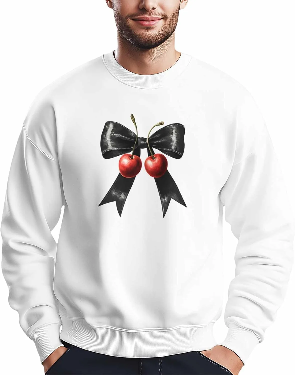 

Мужской свитшот с принтом вишни и бантом Winvebermior