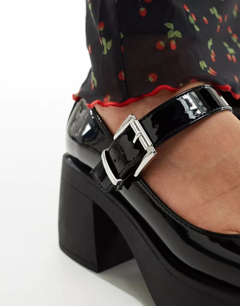 Черные лакированные туфли Мэри Джейн ASOS Sebastian на массивной подошве — фото 2