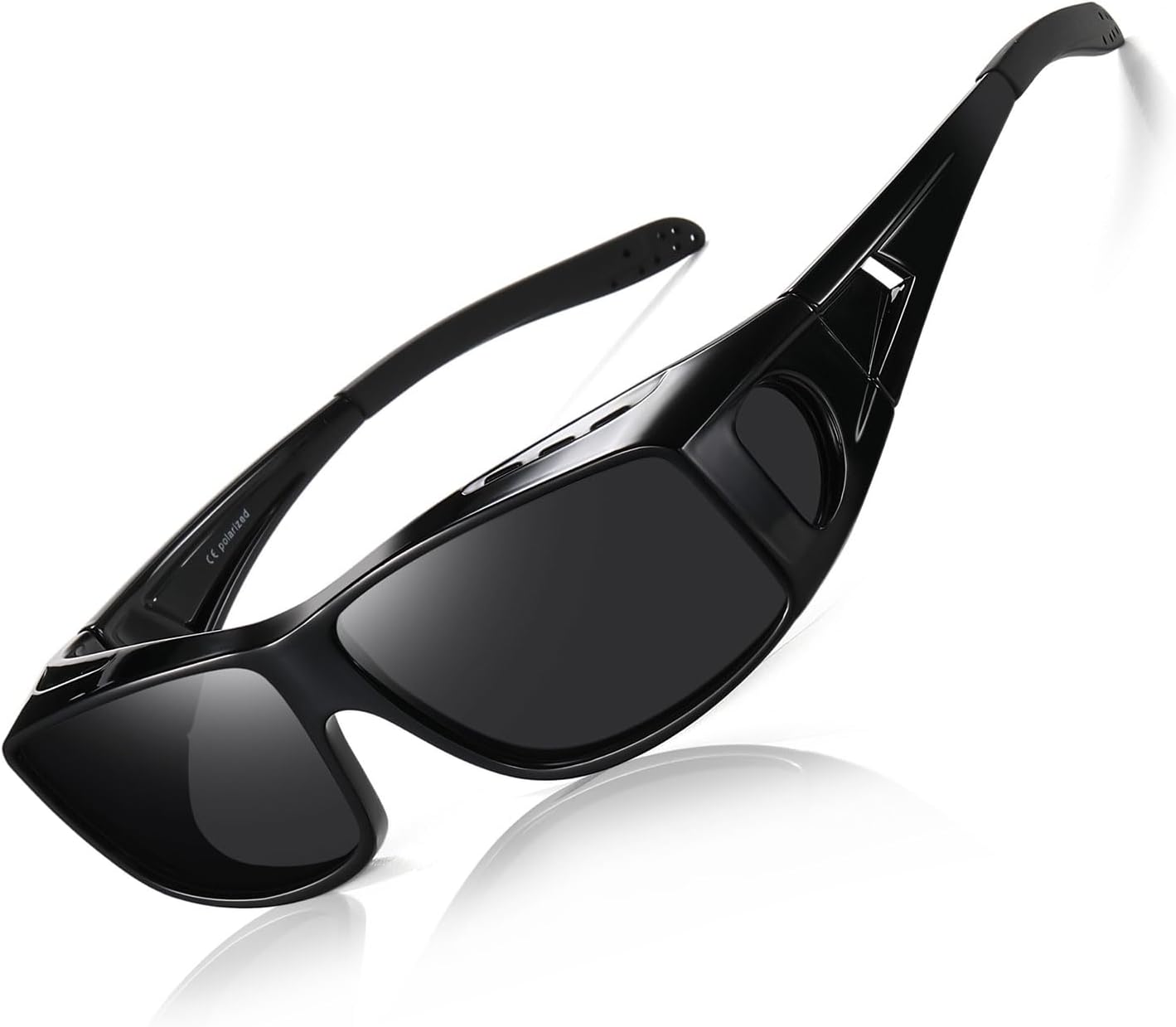 

Солнцезащитные очки Wzerry Fit Over Glasses для женщин и мужчин, поляризованные, увеличенного размера, для очков с диоптриями, защита UV400, Glossy Black Frame/Grey Lens