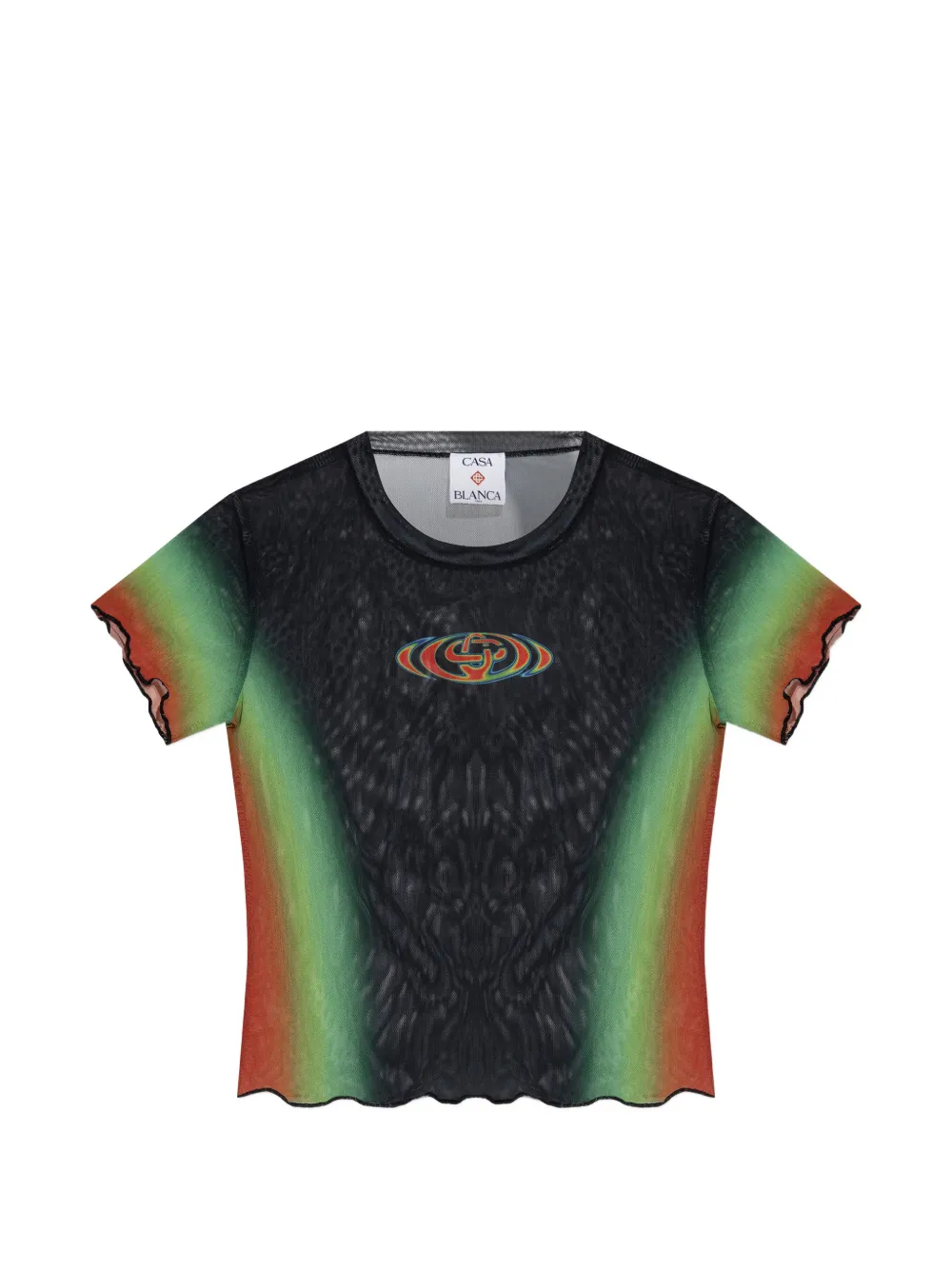 

Топ с оборками и принтом Casablanca, черный