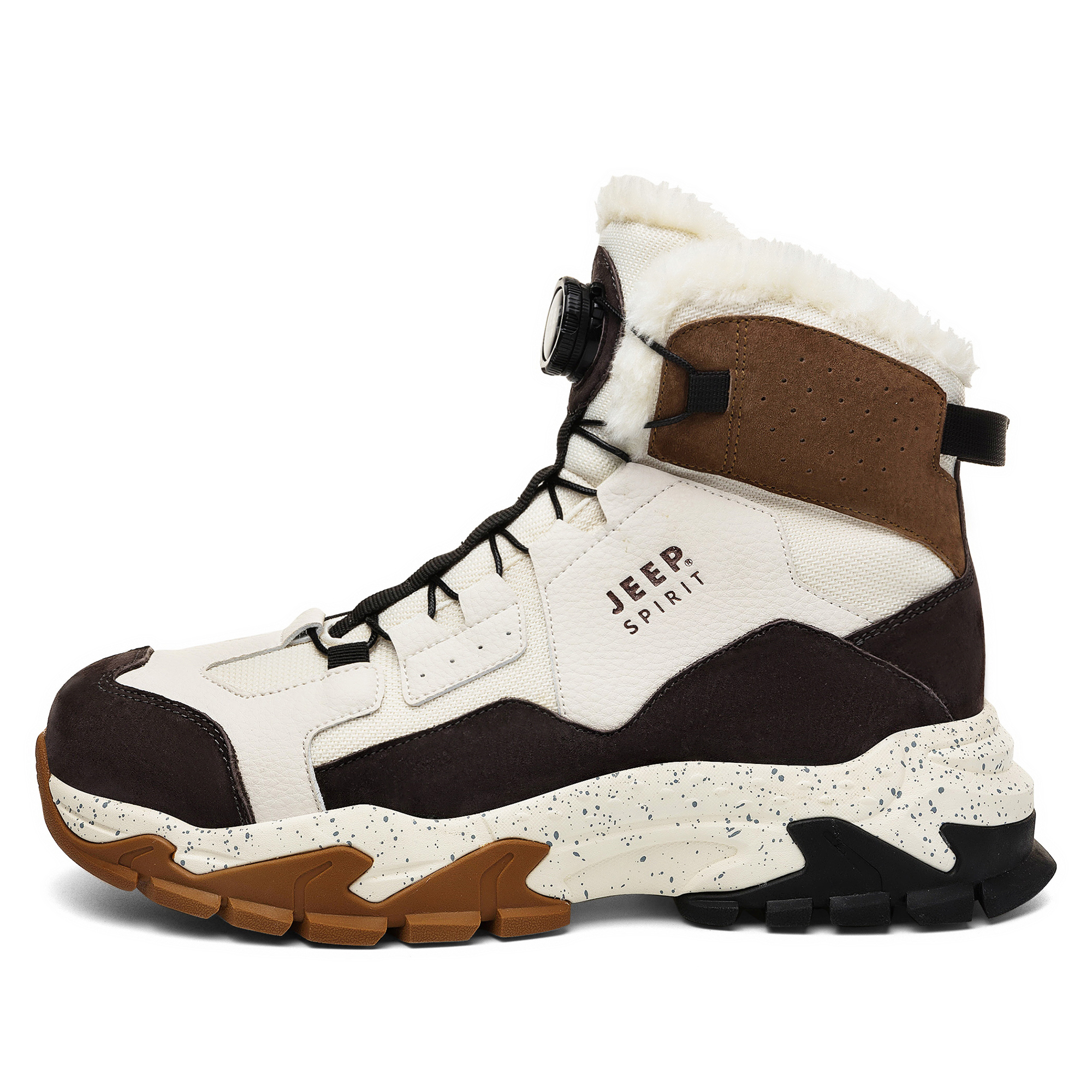 

Ботинки Thermal Waterproof Abrasion Resistant Height Increasing Short Snow Boots Men's JEEP SPIRIT, Premium Polar White[Pigskin+Microfiber]