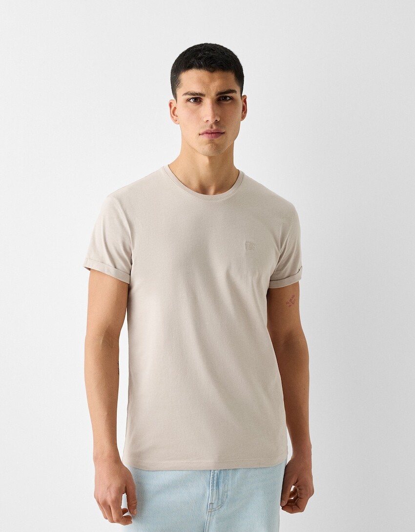 

Футболка с коротким рукавом muscle fit Bershka, коричневый