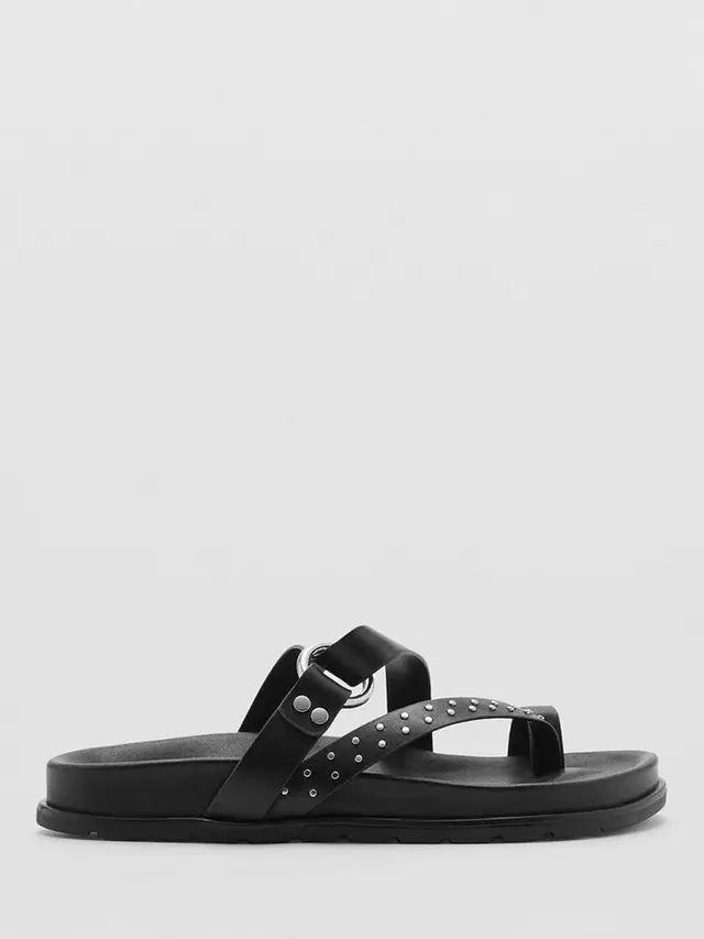 

Сандалии Mango Ester Strappy Studded Leather, черный