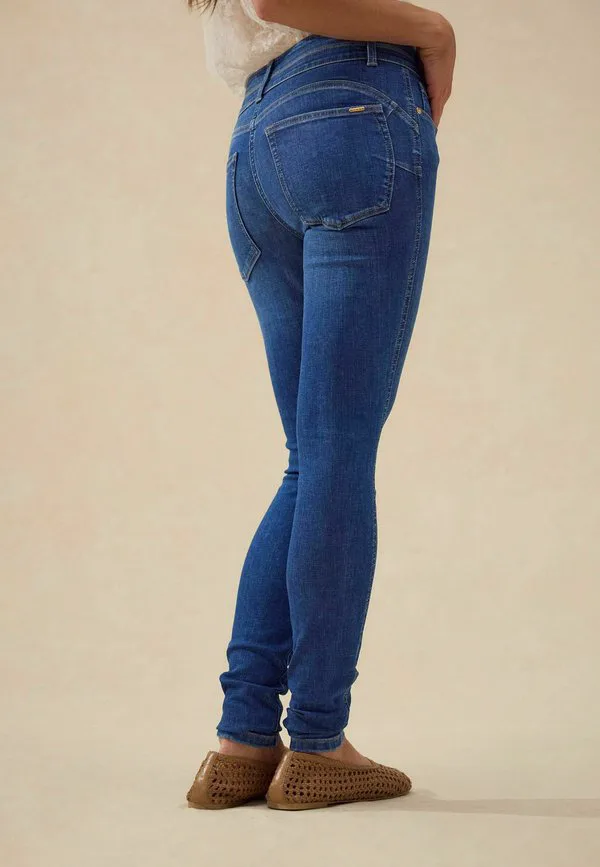 Джинсы-Скинни стандартной формы с завышенной талией. Next, Mid Blue Denim Wash — фото 3