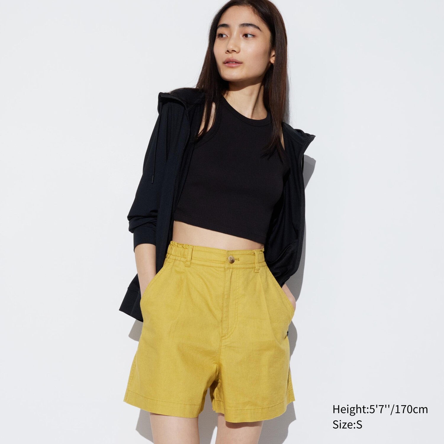 

Шорты Uniqlo из льна и хлопка, желтый