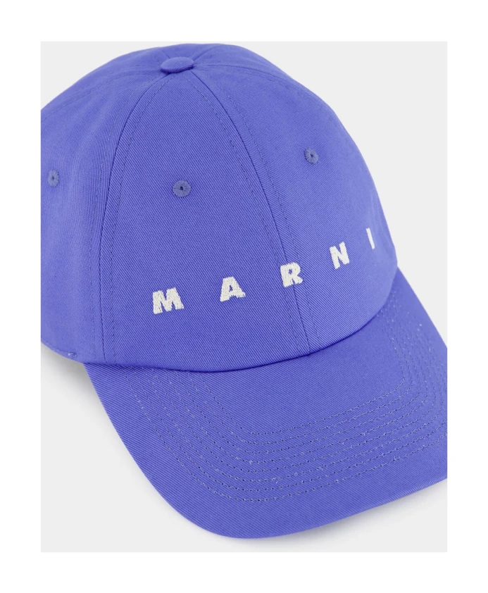 Сине-Сиреневая хлопковая бейсболка Marni, синий — фото 3