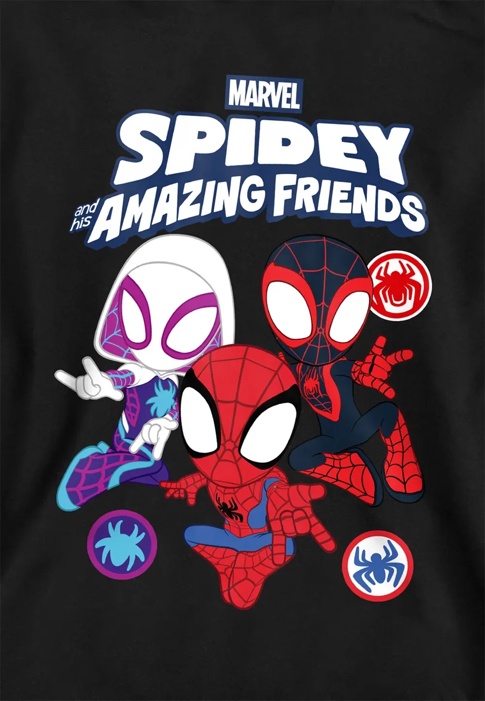 Детская худи с принтом Marvel Spidey, черный — фото 2