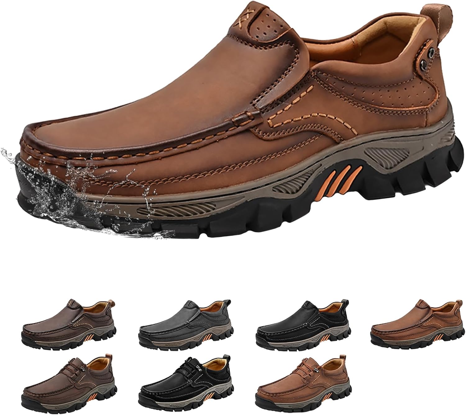 

Мужские слипоны лоферы из кожи, водонепроницаемые, с очень широкой колодкой, легкие, повседневные, для ходьбы, дышащие, с нескользящей подошвой, удобные кроссовки Generic, светло-коричневый