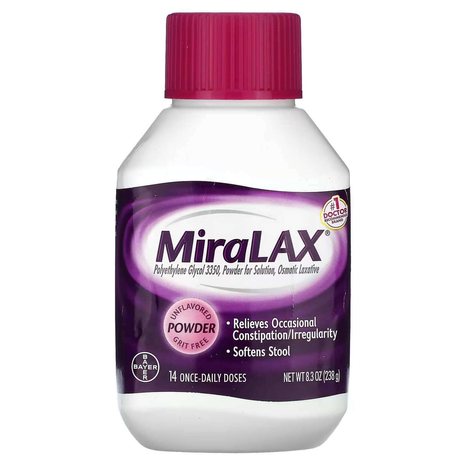 

Порошок, без вкуса, 8,3 унции (238 г) Miralax