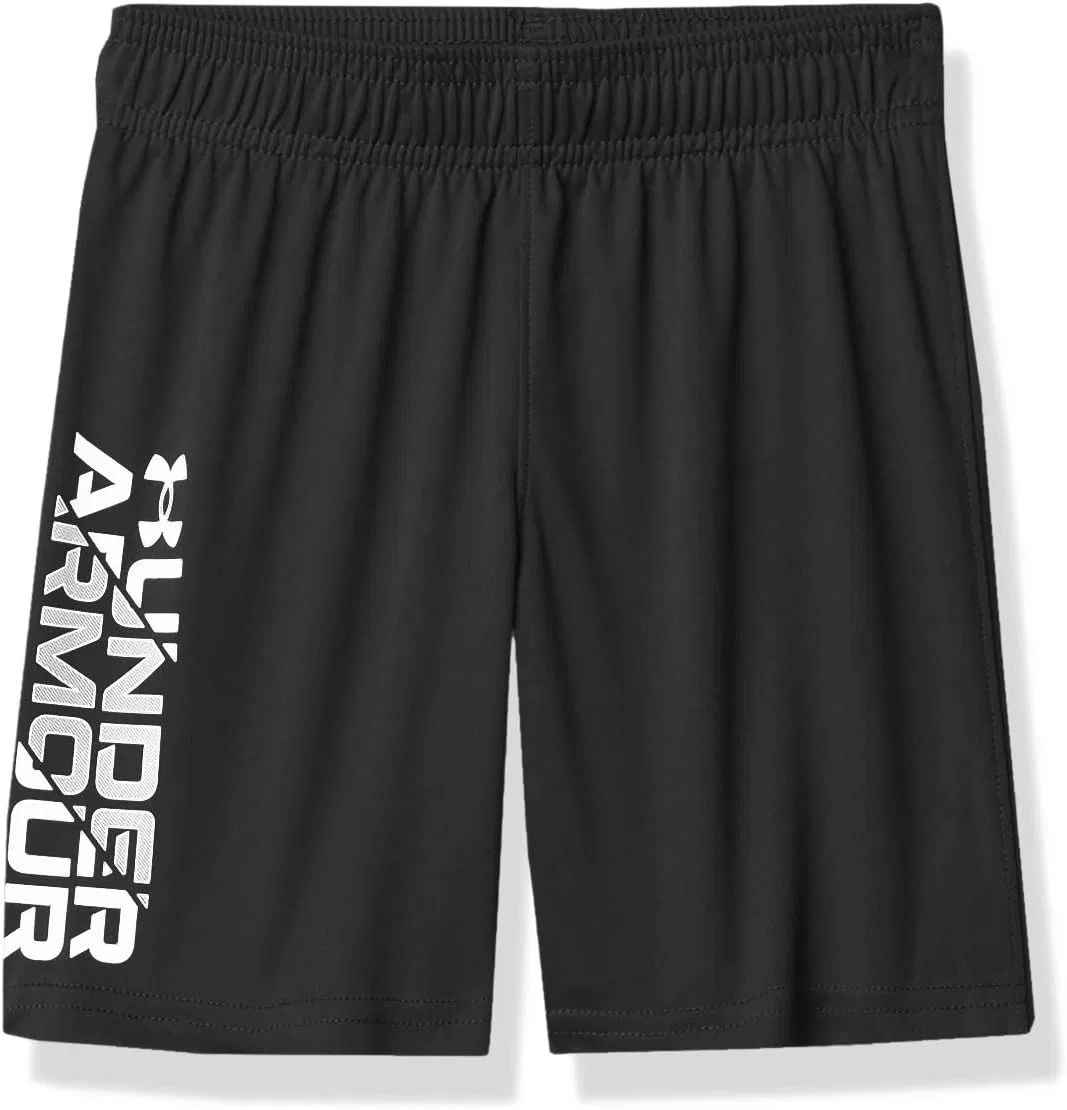 Детские шорты Under Armour Performance Tech с эластичным поясом, легкие и быстросохнущие, Black Signature White
