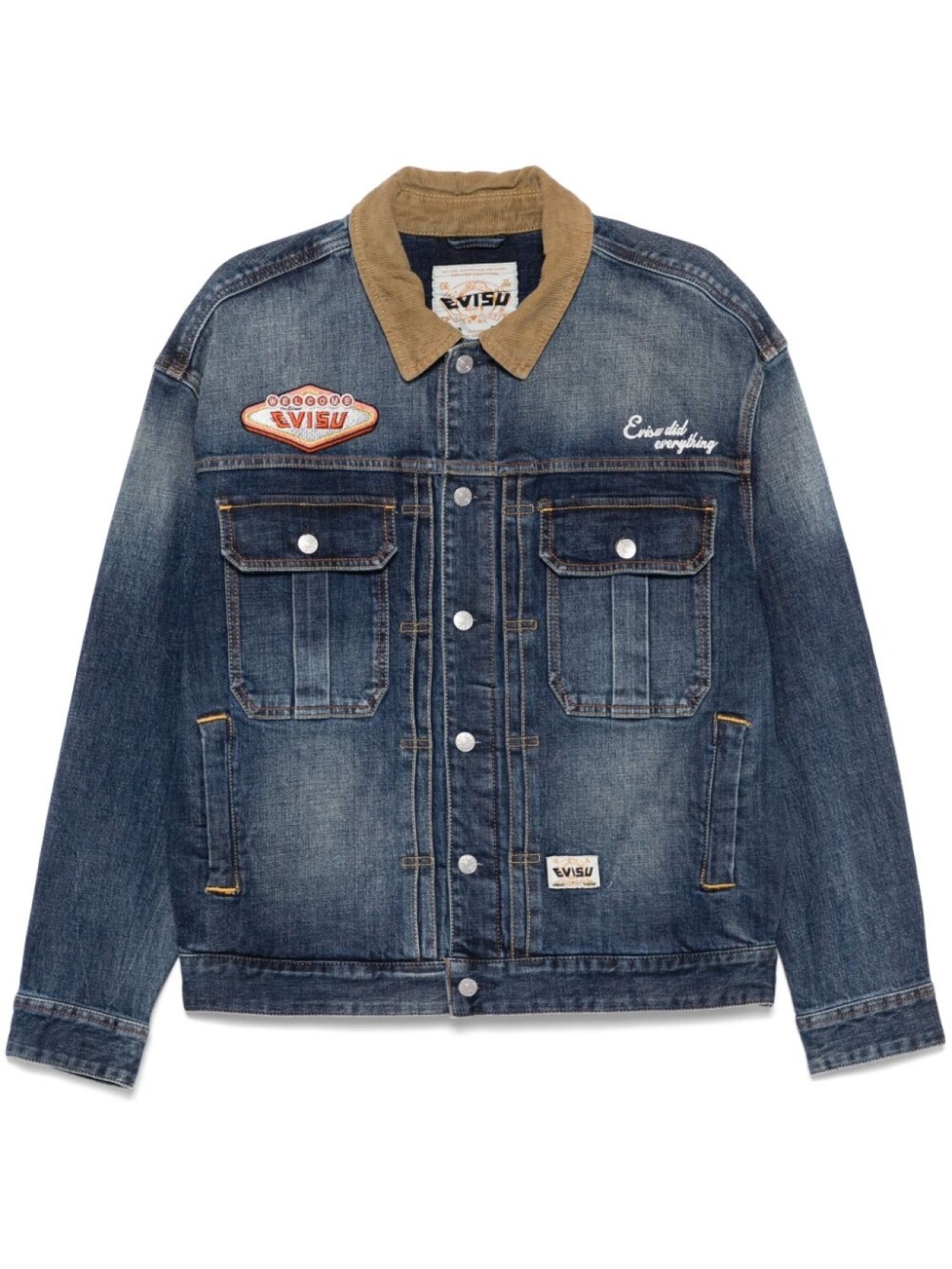 

EVISU джинсовая куртка с вышивкой, синий