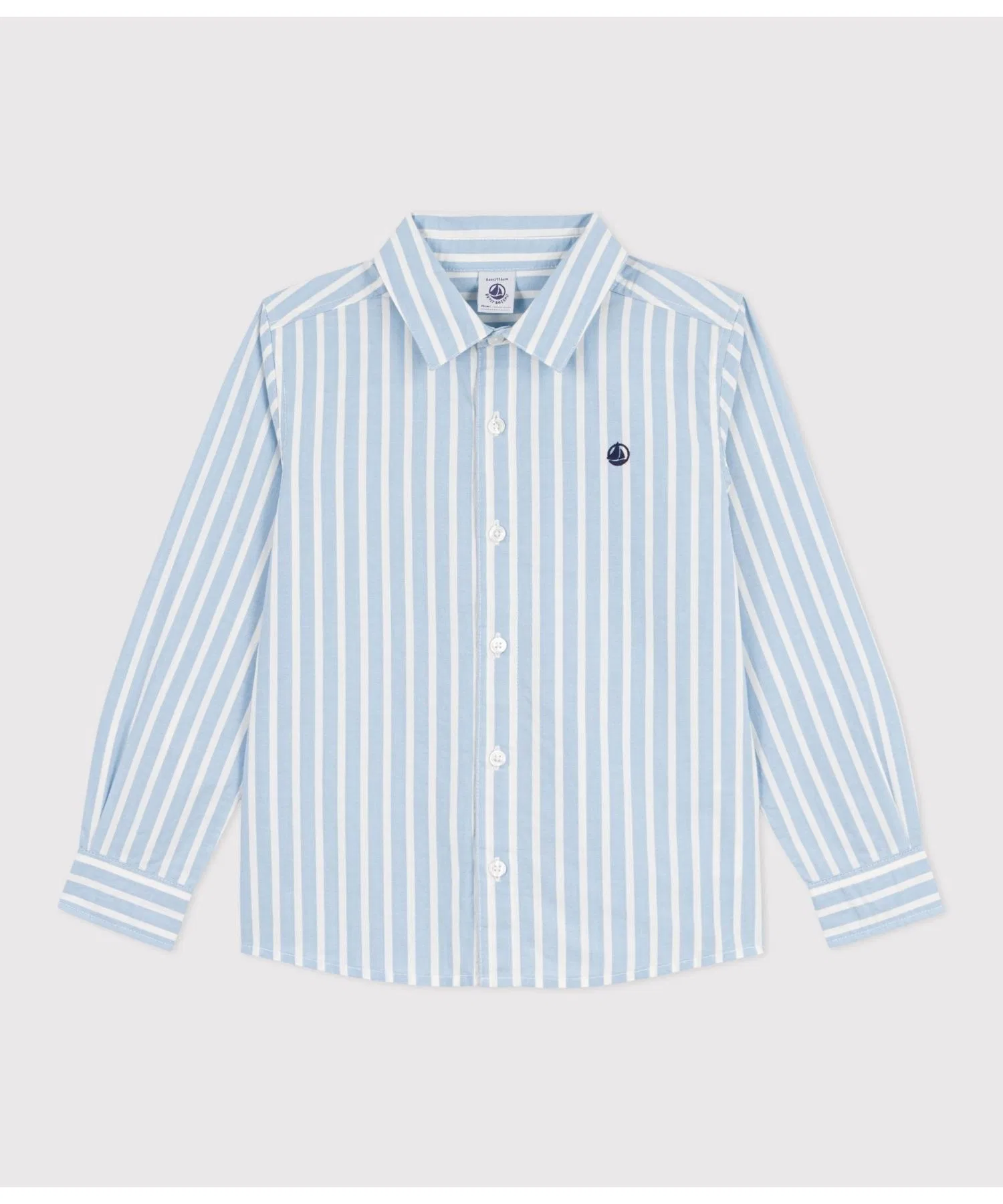 Детская полосатая рубашка PETIT BATEAU сине-белая — фото 3