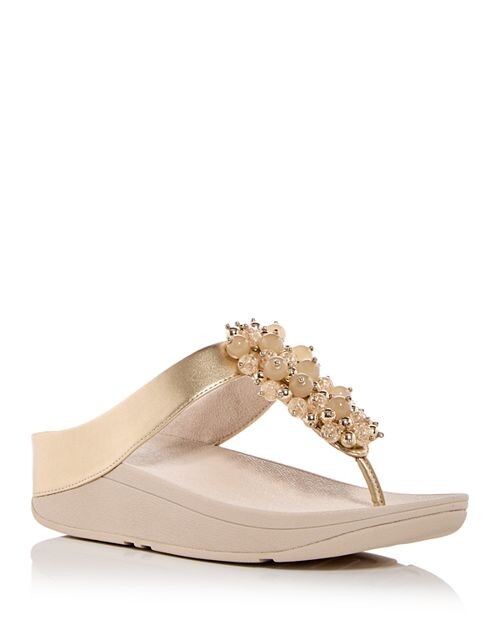 Женские босоножки на танкетке с украшением Fino FitFlop, цвет Gold