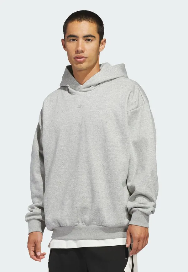 Флисовая толстовка с капюшоном для баскетбола Adidas Performance, Medium Grey Heather — фото 2